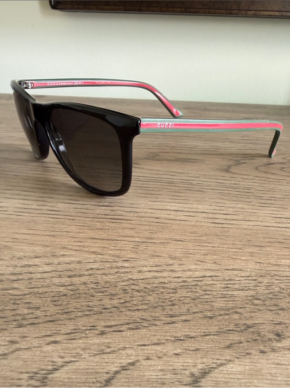 Gucci Black Sunglasses with Pink and Green Temple Accents